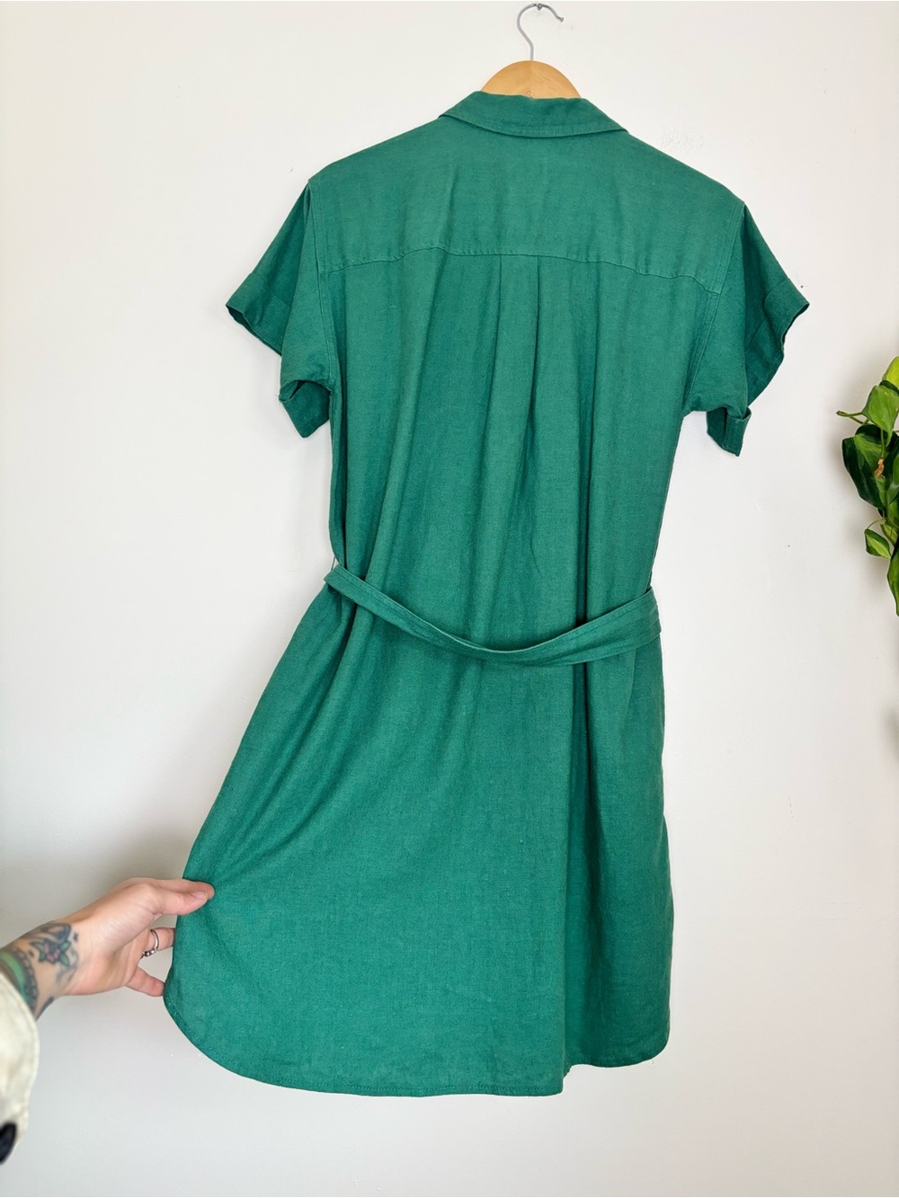 J.Crew Linen-Blend Belted Mini Shirtdress In Kelly Green - Picture 8 of 8